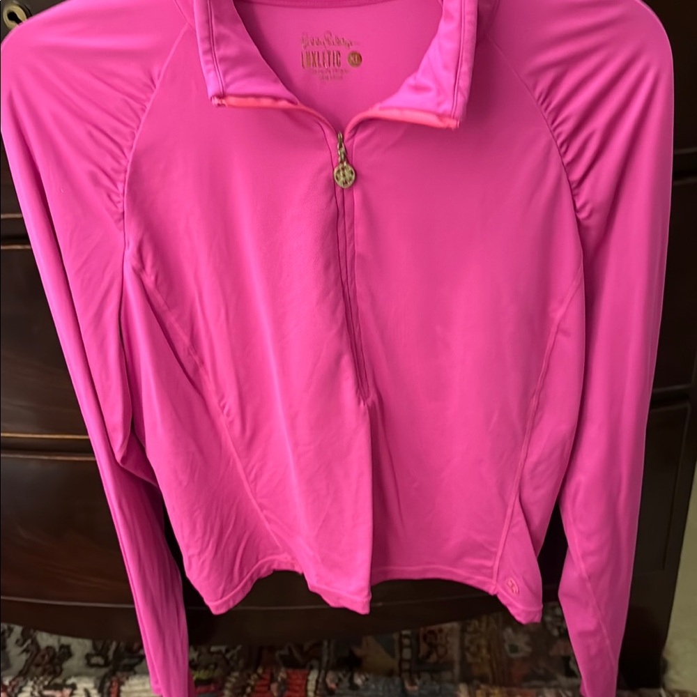 Lilly Pulitzer Pink Long Sleeve Zippered Polo Top